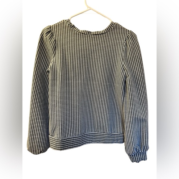 ♥️Black & White Girls’ Sweatshirt with Puffed Shoulders and Cuffed Sleeves 14/16 - Picture 2 of 3